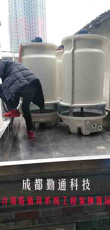 四川成都邛崃圆形高温冷却塔（淋水填料为高温PP白色填料）组装现场